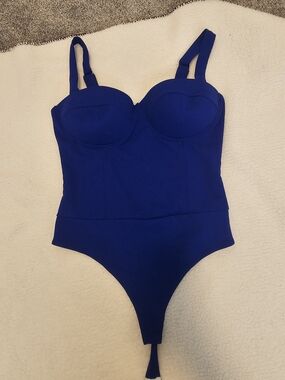 Haute Monde Cobalt Blue Bandeau Bodysuit